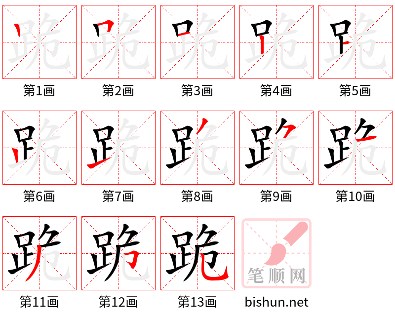 跪 笔顺规范