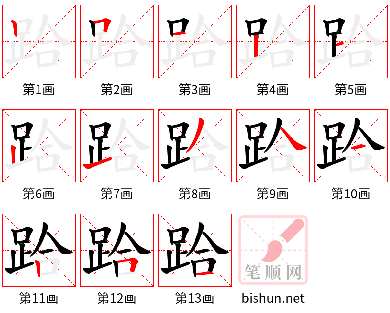 跲 笔顺规范