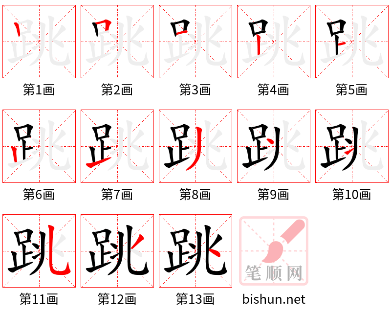 跳 笔顺规范