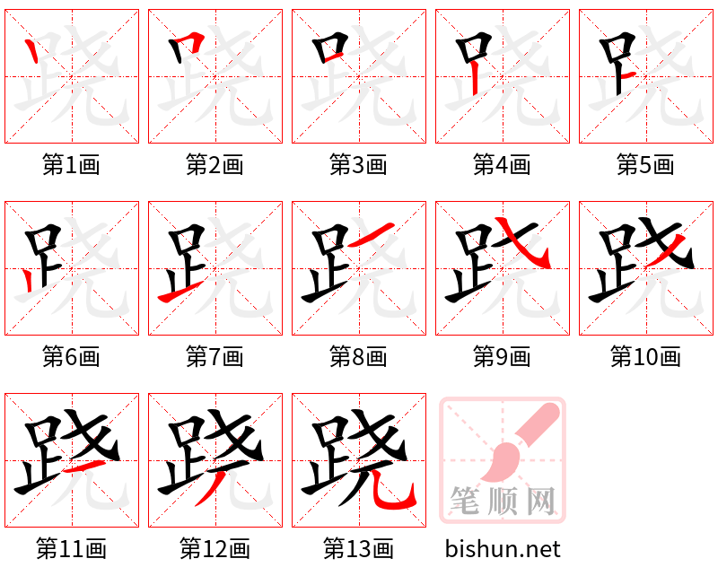 跷 笔顺规范