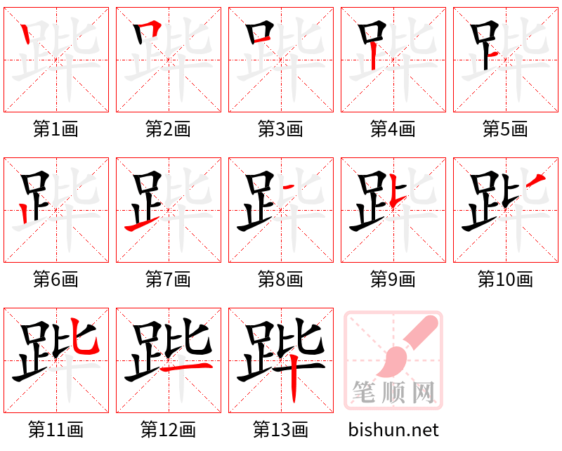 跸 笔顺规范