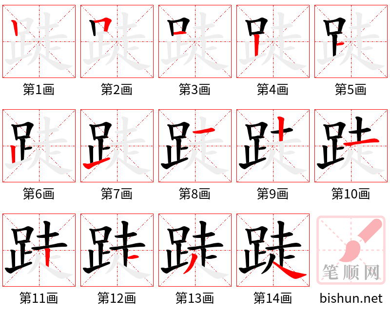 跿 笔顺规范