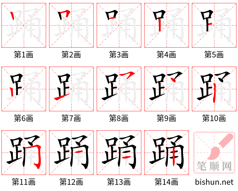 踊 笔顺规范