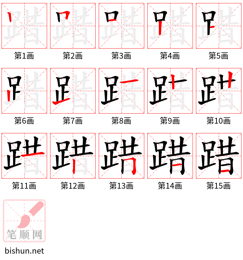 踖 笔顺规范