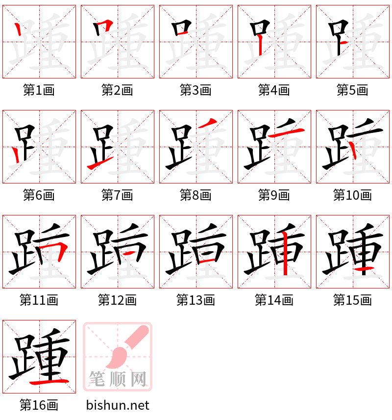 踵 笔顺规范