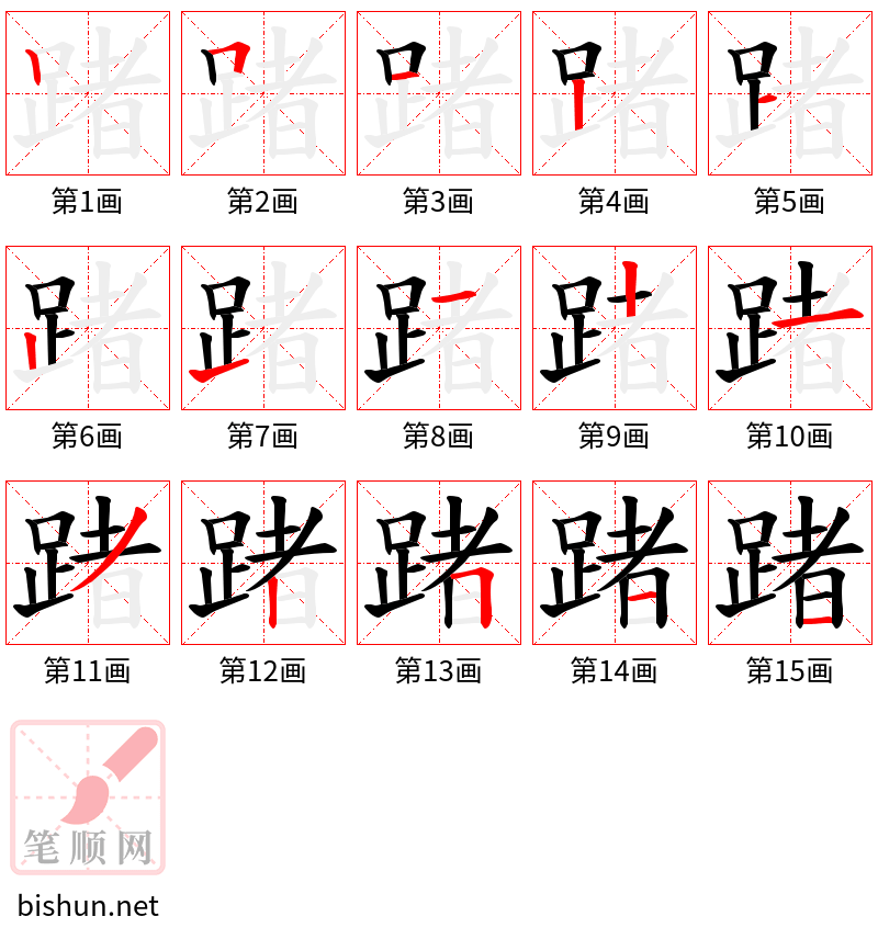 踷 笔顺规范