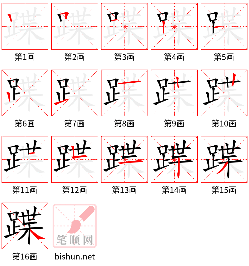 蹀 笔顺规范