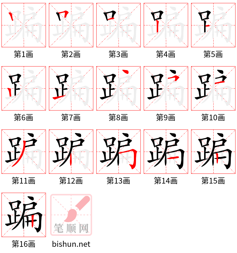 蹁 笔顺规范