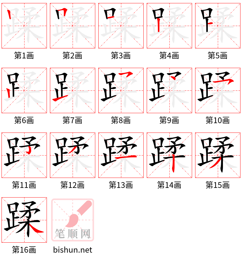 蹂 笔顺规范