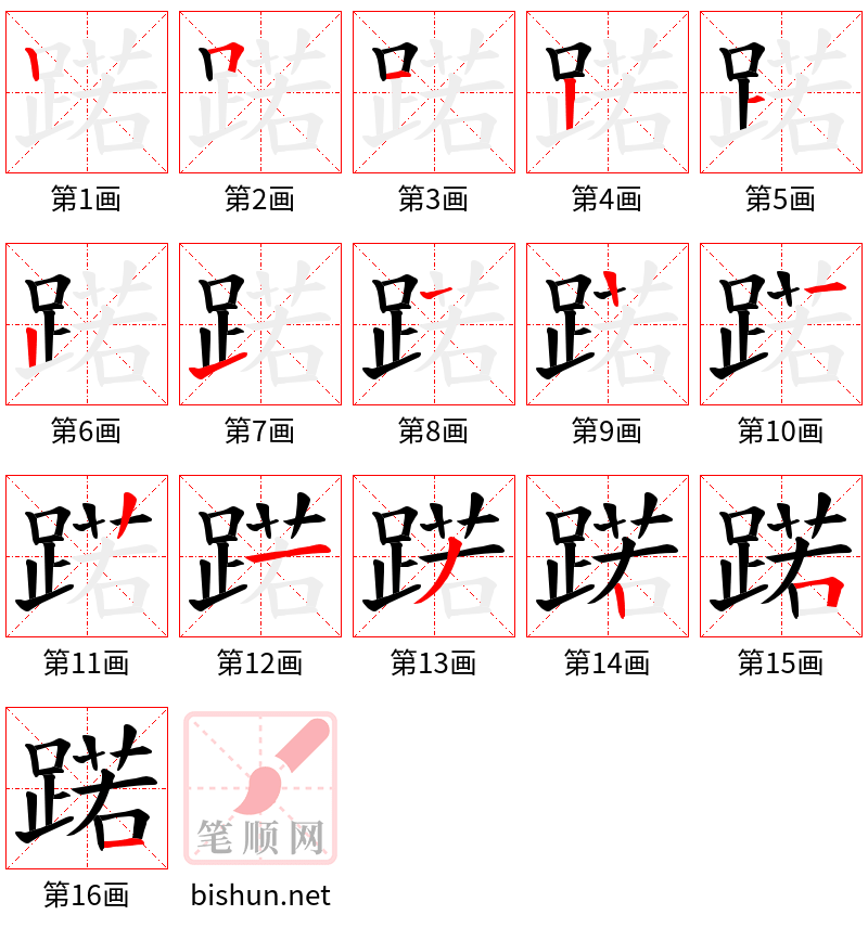 蹃 笔顺规范