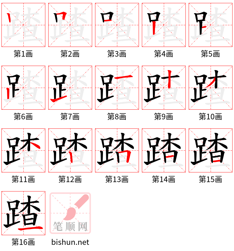 蹅 笔顺规范