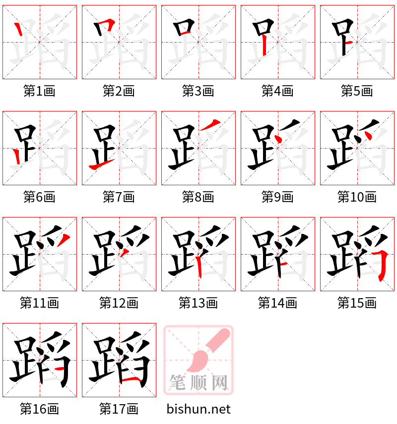 蹈 笔顺规范