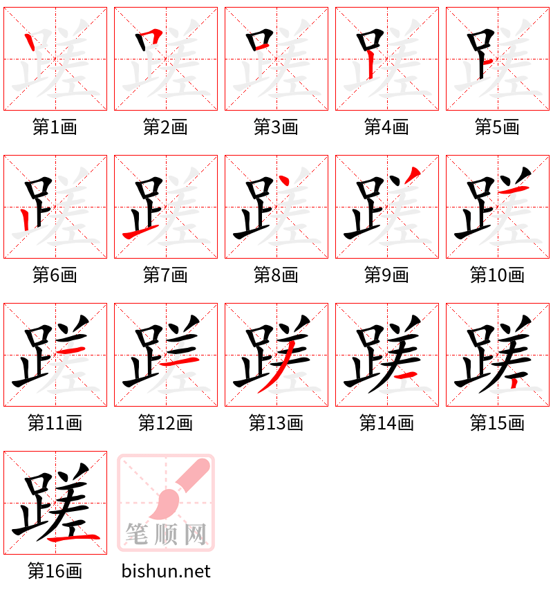 蹉 笔顺规范