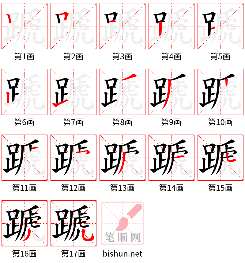 蹏 笔顺规范