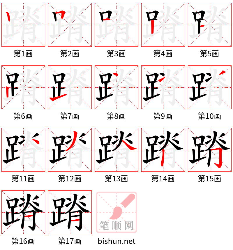 蹐 笔顺规范