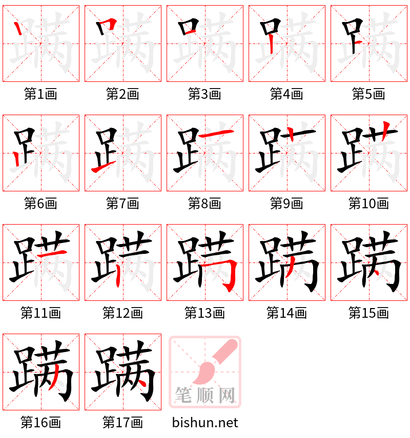 蹒 笔顺规范