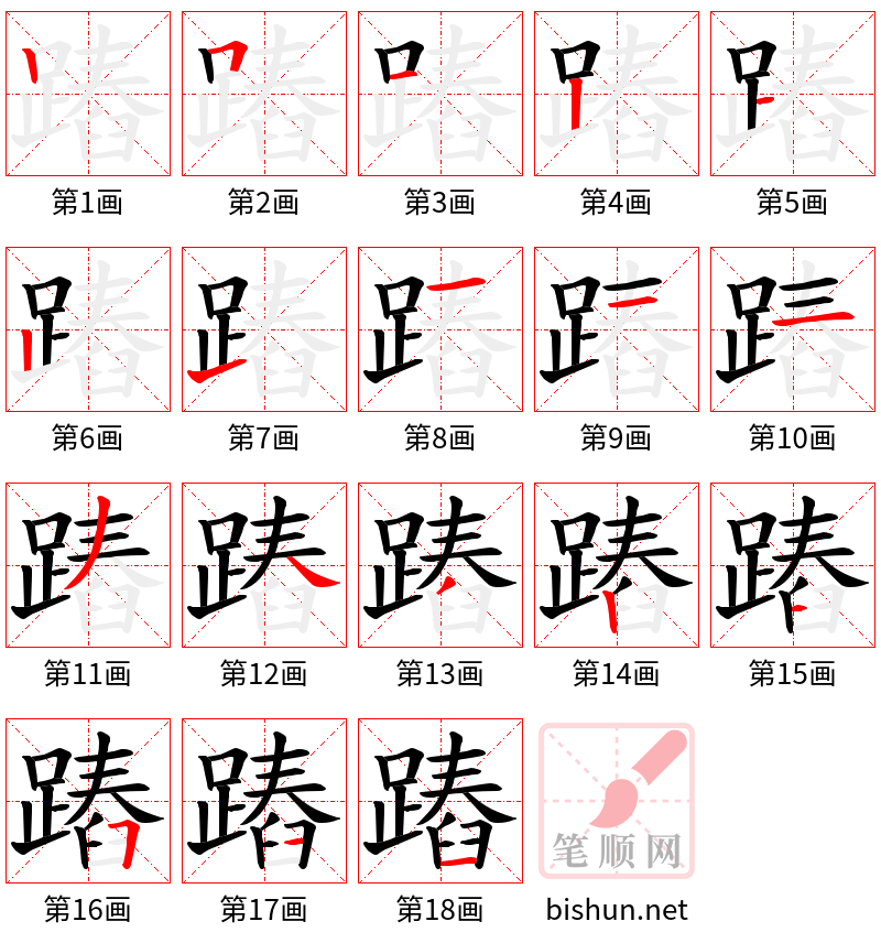 蹖 笔顺规范