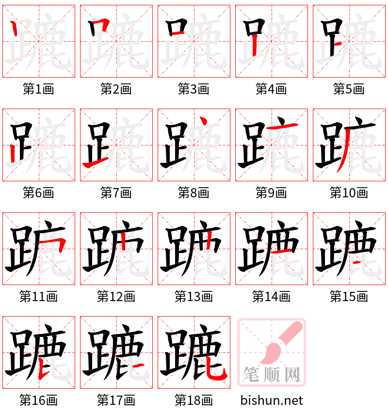 蹗 笔顺规范