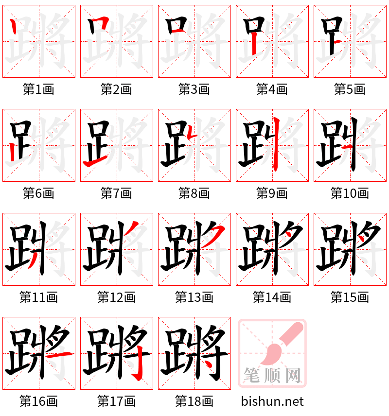 蹡 笔顺规范