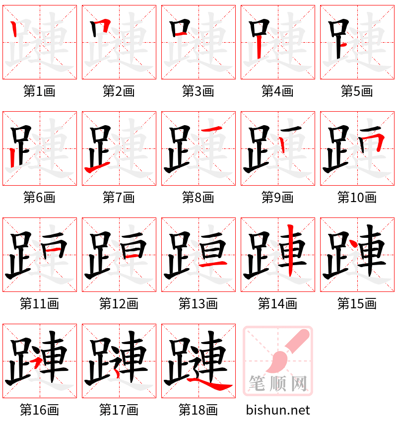 蹥 笔顺规范