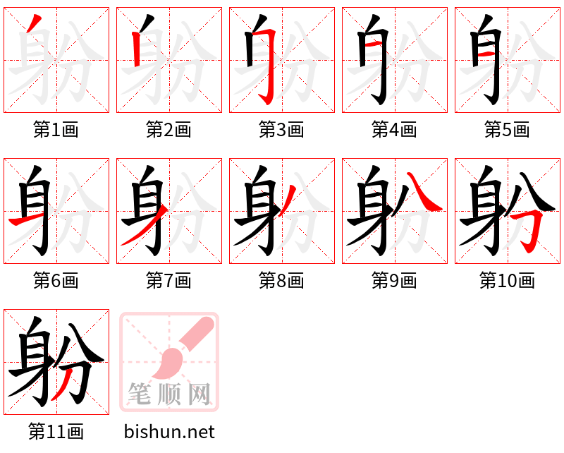 躮 笔顺规范