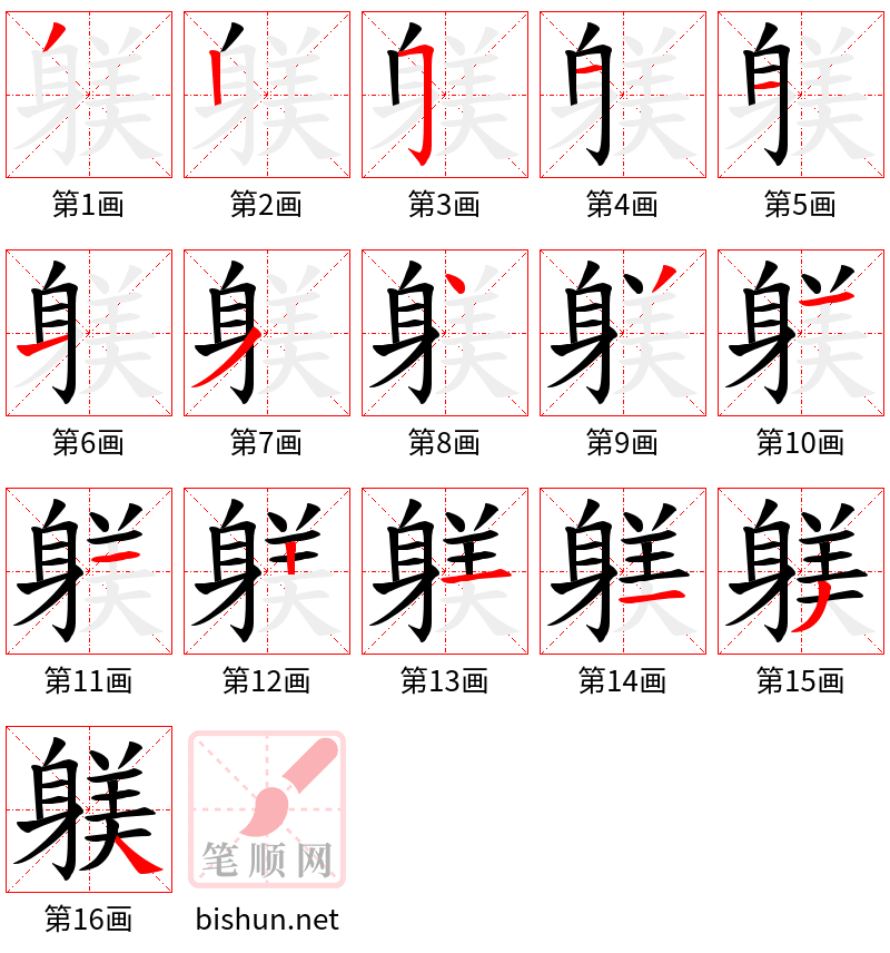 躾 笔顺规范