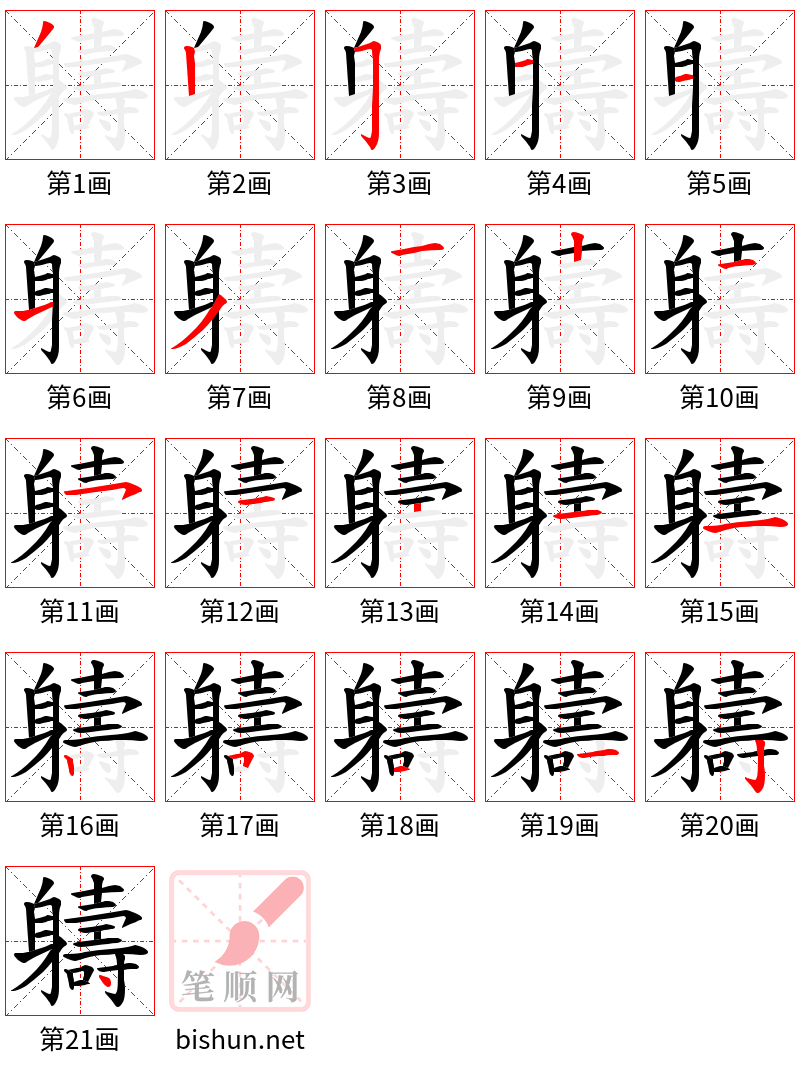 軇 笔顺规范