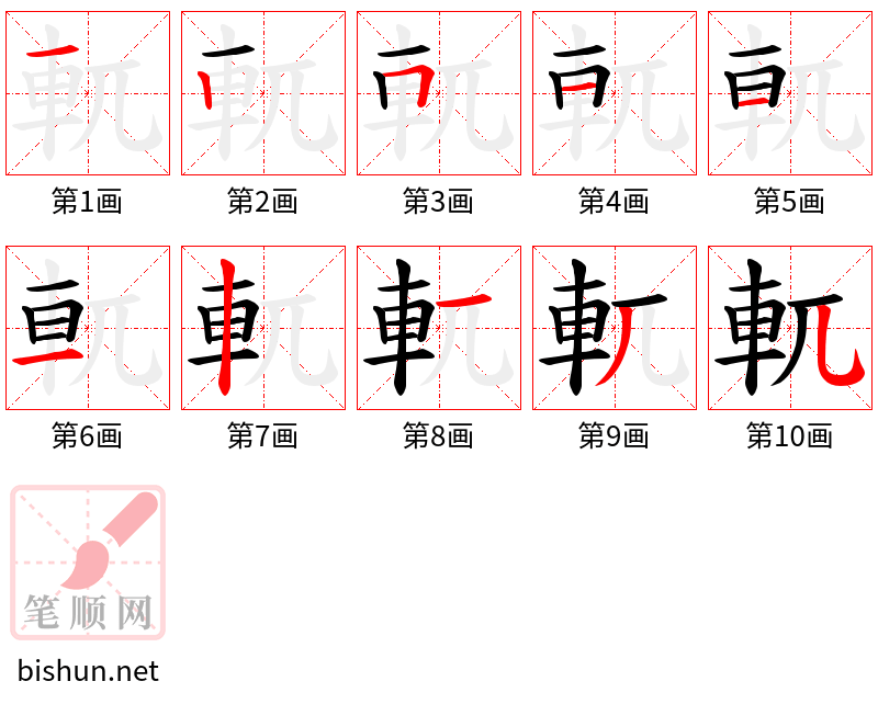 軏 笔顺规范