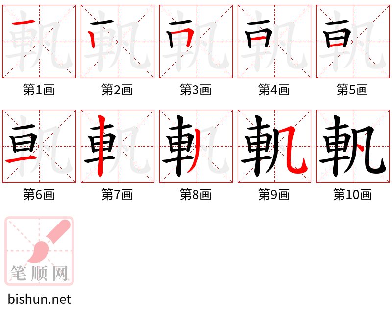 軓 笔顺规范