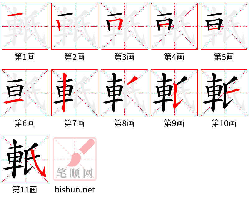 軝 笔顺规范