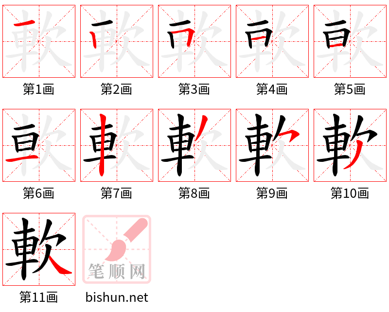 軟 笔顺规范