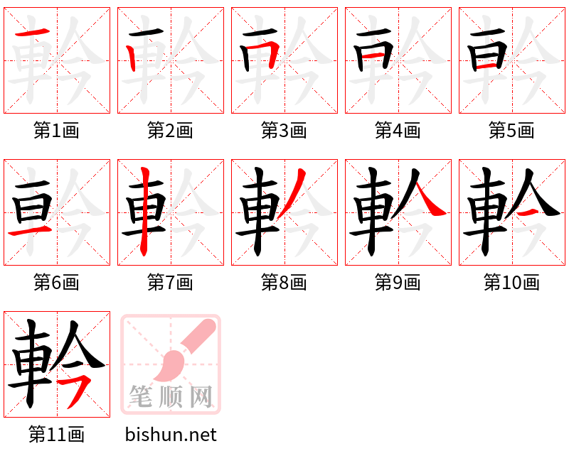 軡 笔顺规范