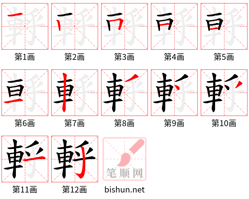 軤 笔顺规范