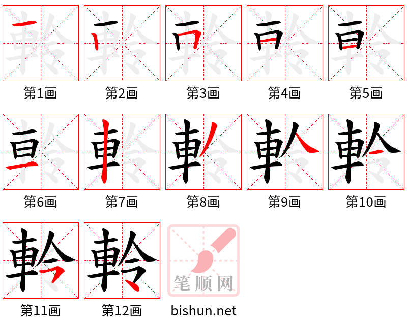 軨 笔顺规范