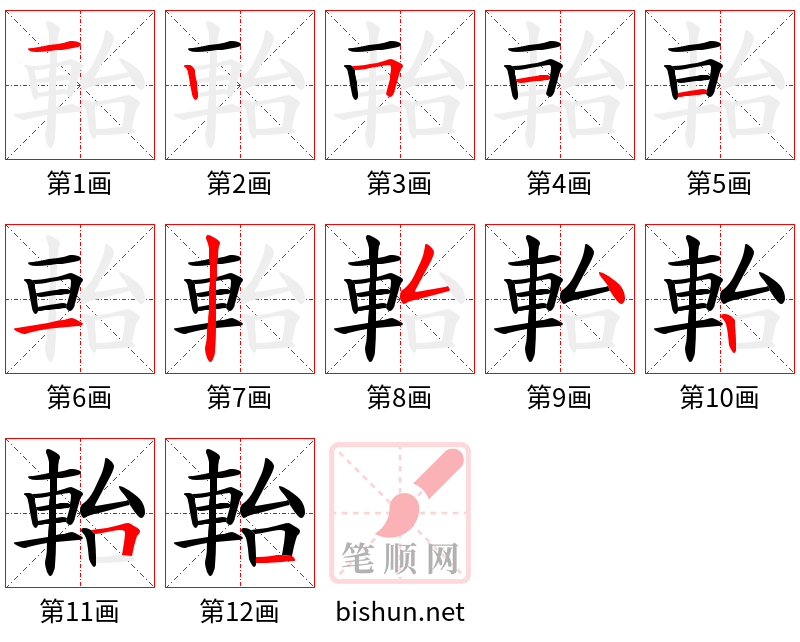 軩 笔顺规范