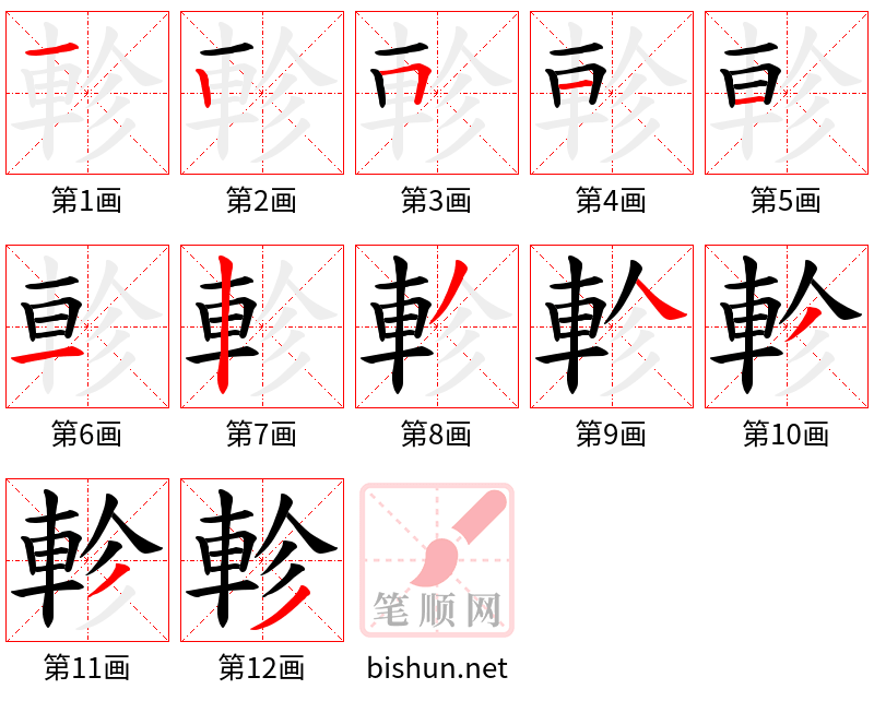 軫 笔顺规范