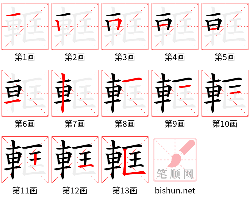 軭 笔顺规范