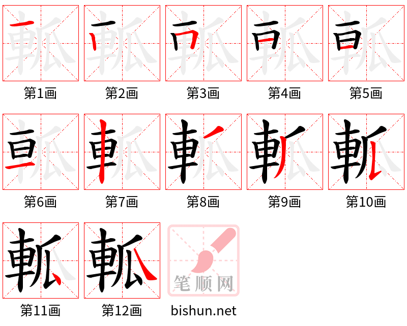 軱 笔顺规范