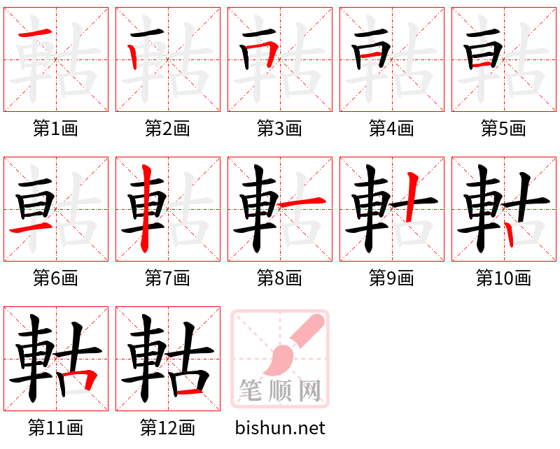 軲 笔顺规范