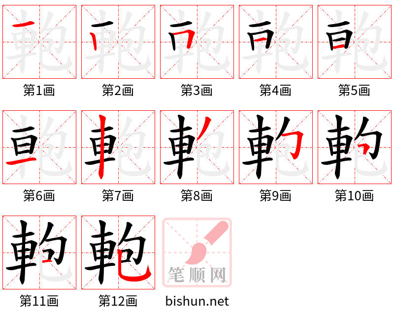 軳 笔顺规范