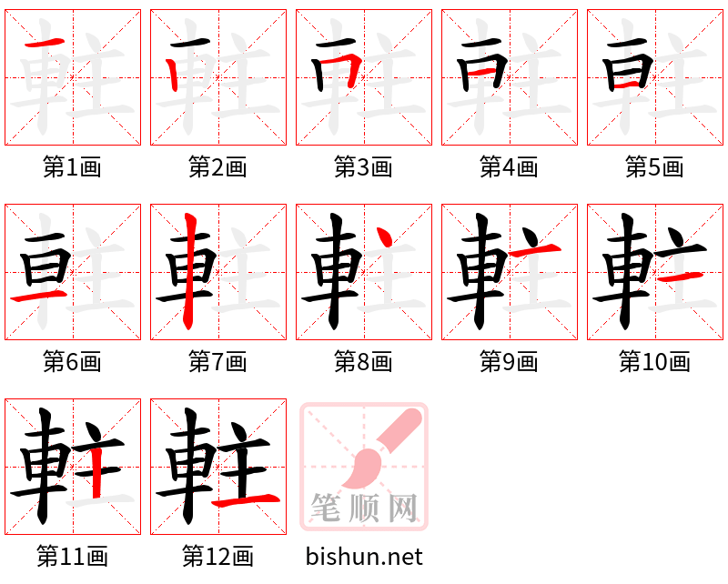 軴 笔顺规范