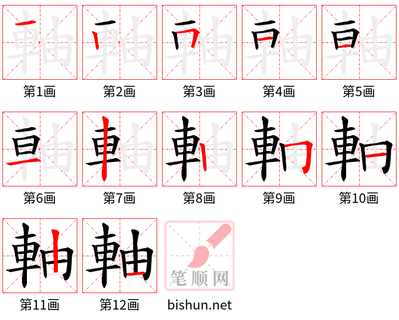 軸 笔顺规范