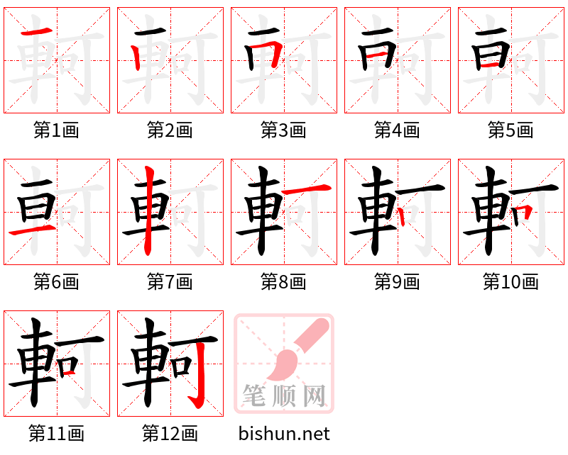 軻 笔顺规范