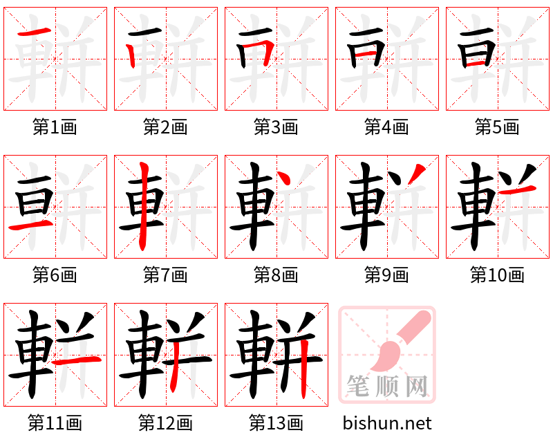 軿 笔顺规范