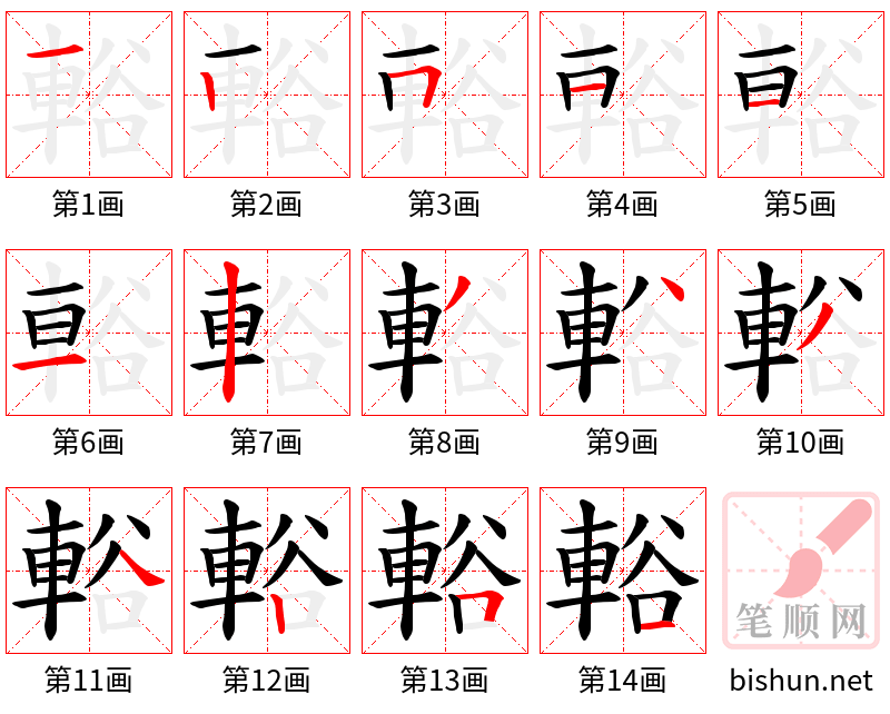 輍 笔顺规范