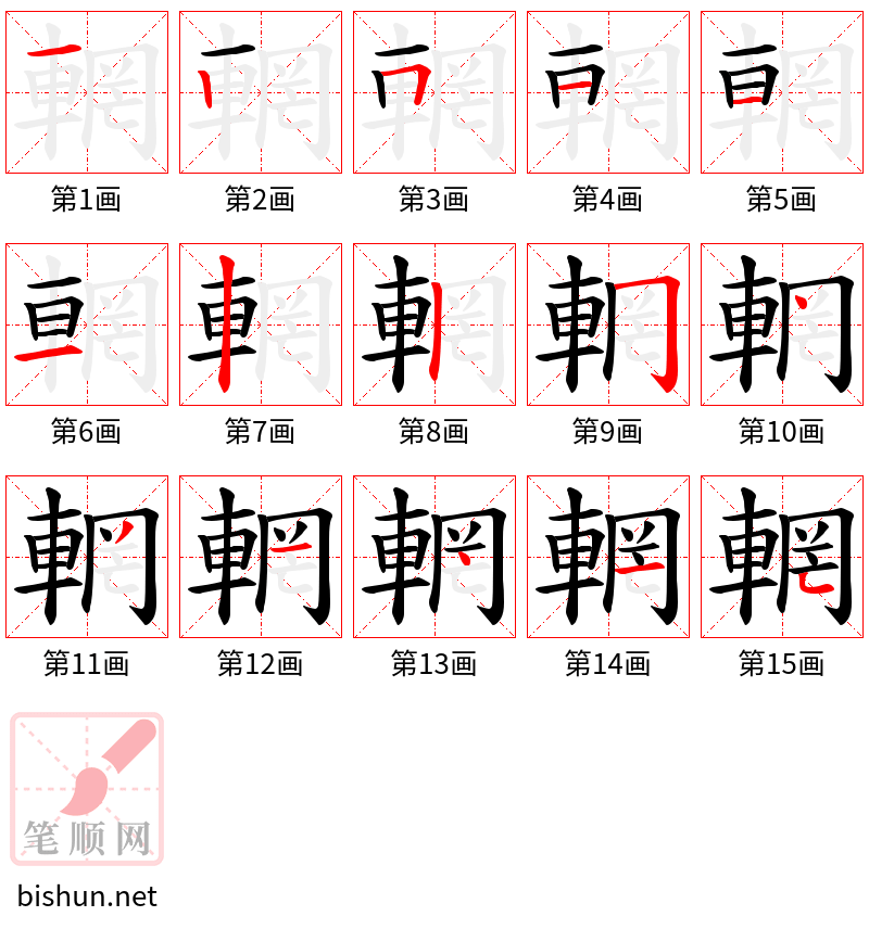 輞 笔顺规范