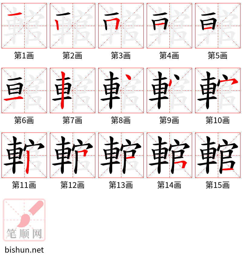 輨 笔顺规范