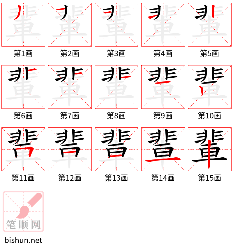 輩 笔顺规范