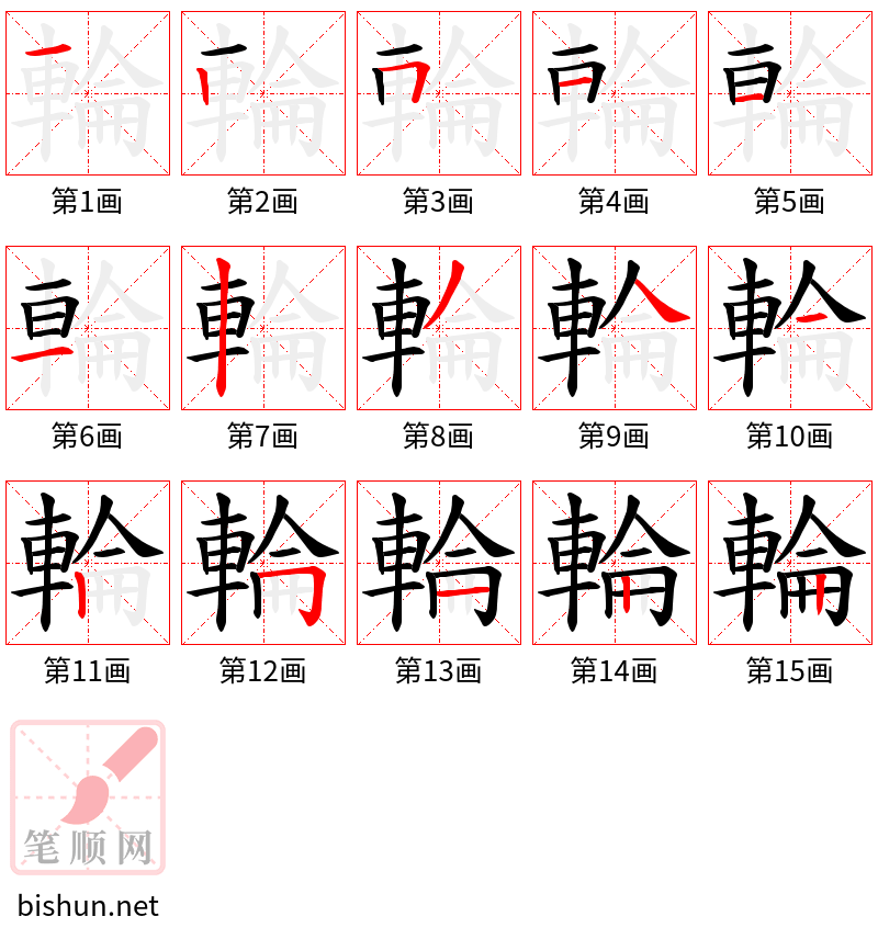 輪 笔顺规范