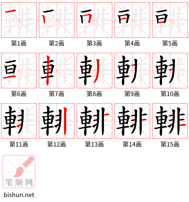 輫 笔顺规范